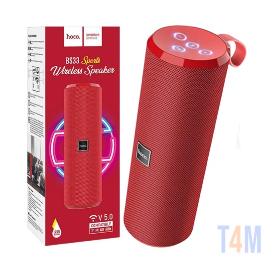 Altavoz Inalámbrico Deportivo Hoco BS33 Voice FM/TF/AUX/USB 3600mAh BT V5.0 Rojo